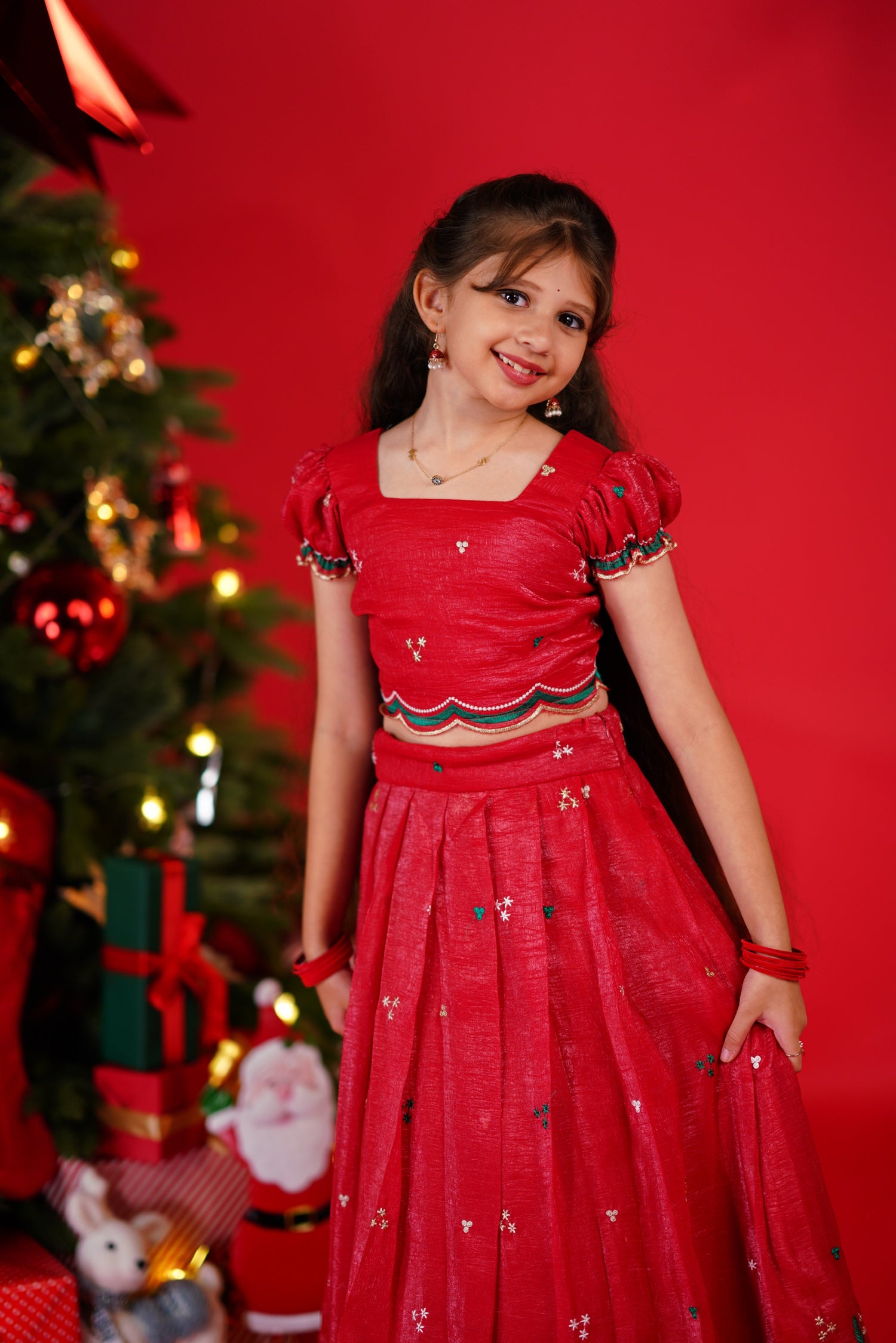 Christmas Croptop &amp; Skirt - Red