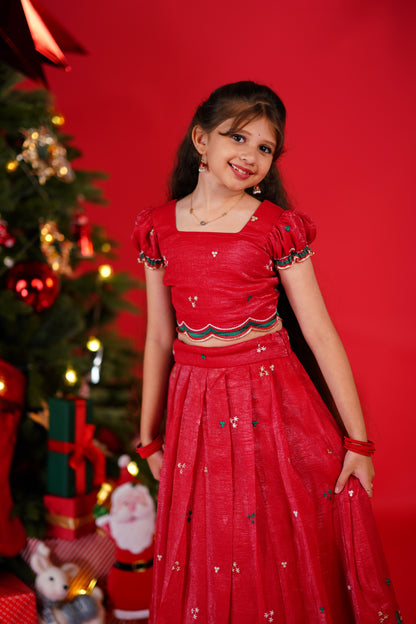 Christmas Croptop &amp; Skirt - Red