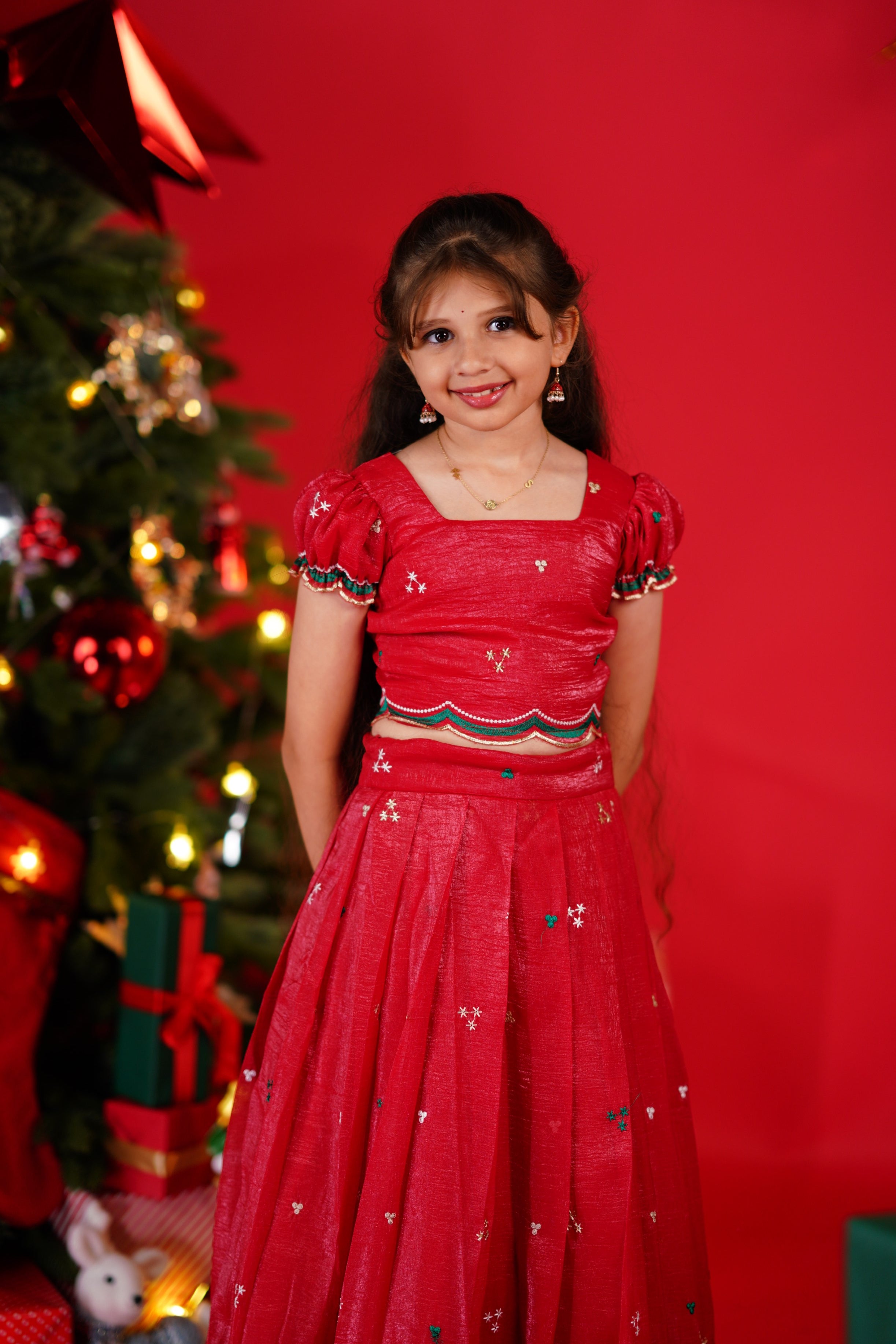 Christmas Croptop &amp; Skirt - Red