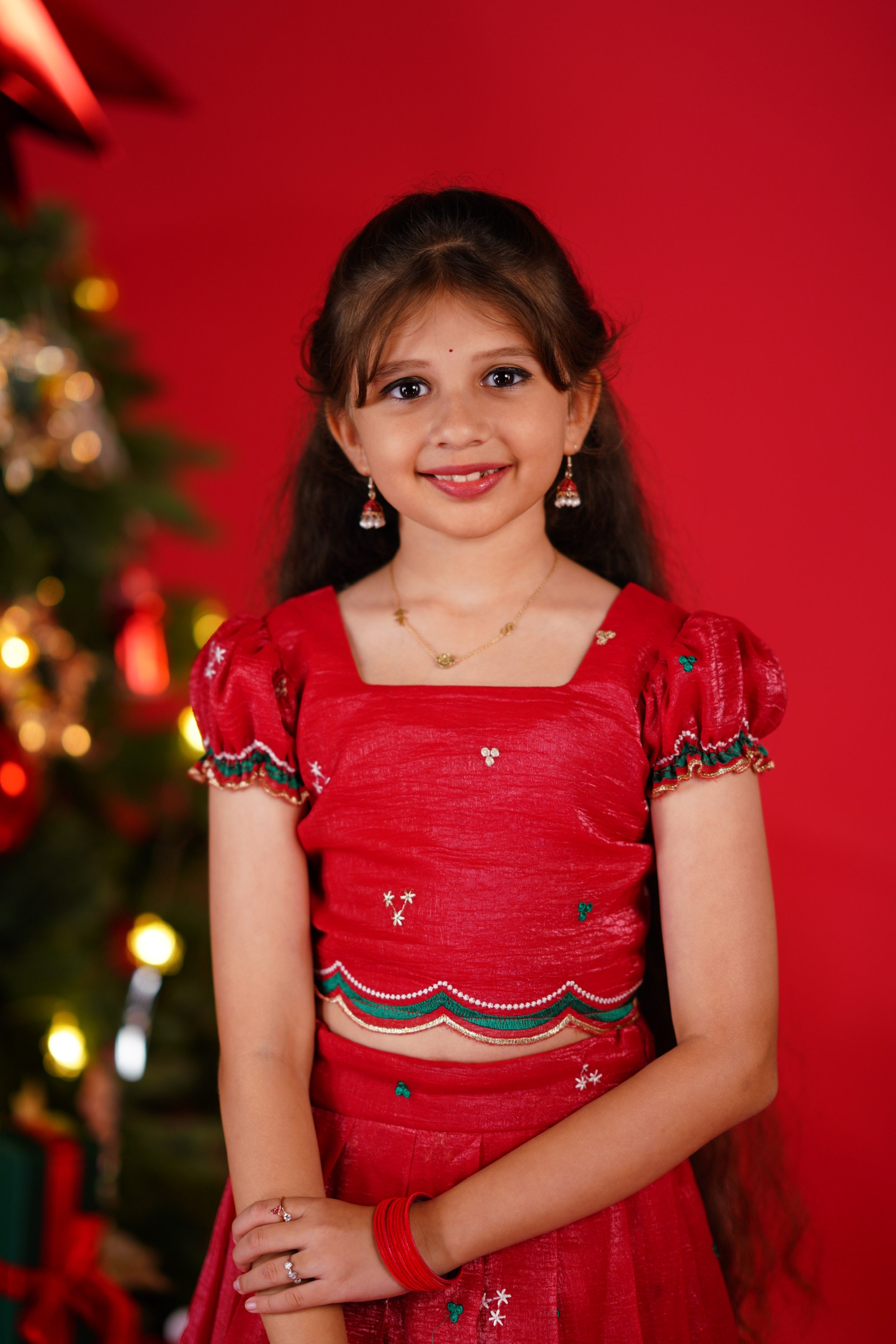 Christmas Croptop &amp; Skirt - Red