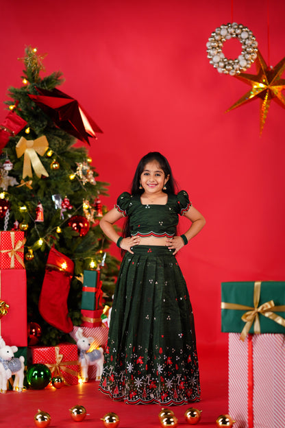 Christmas Croptop &amp; Skirt - Dark Green