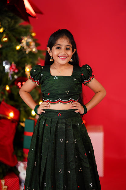 Christmas Croptop &amp; Skirt - Dark Green