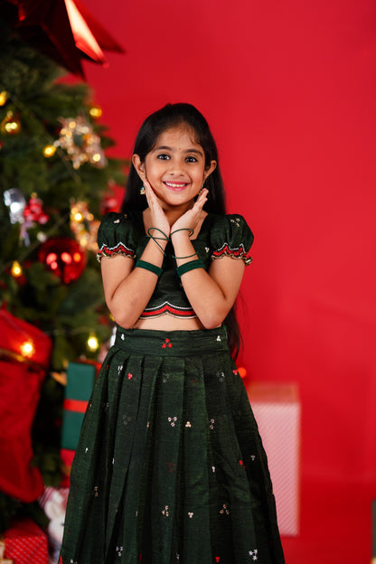 Christmas Croptop &amp; Skirt - Dark Green