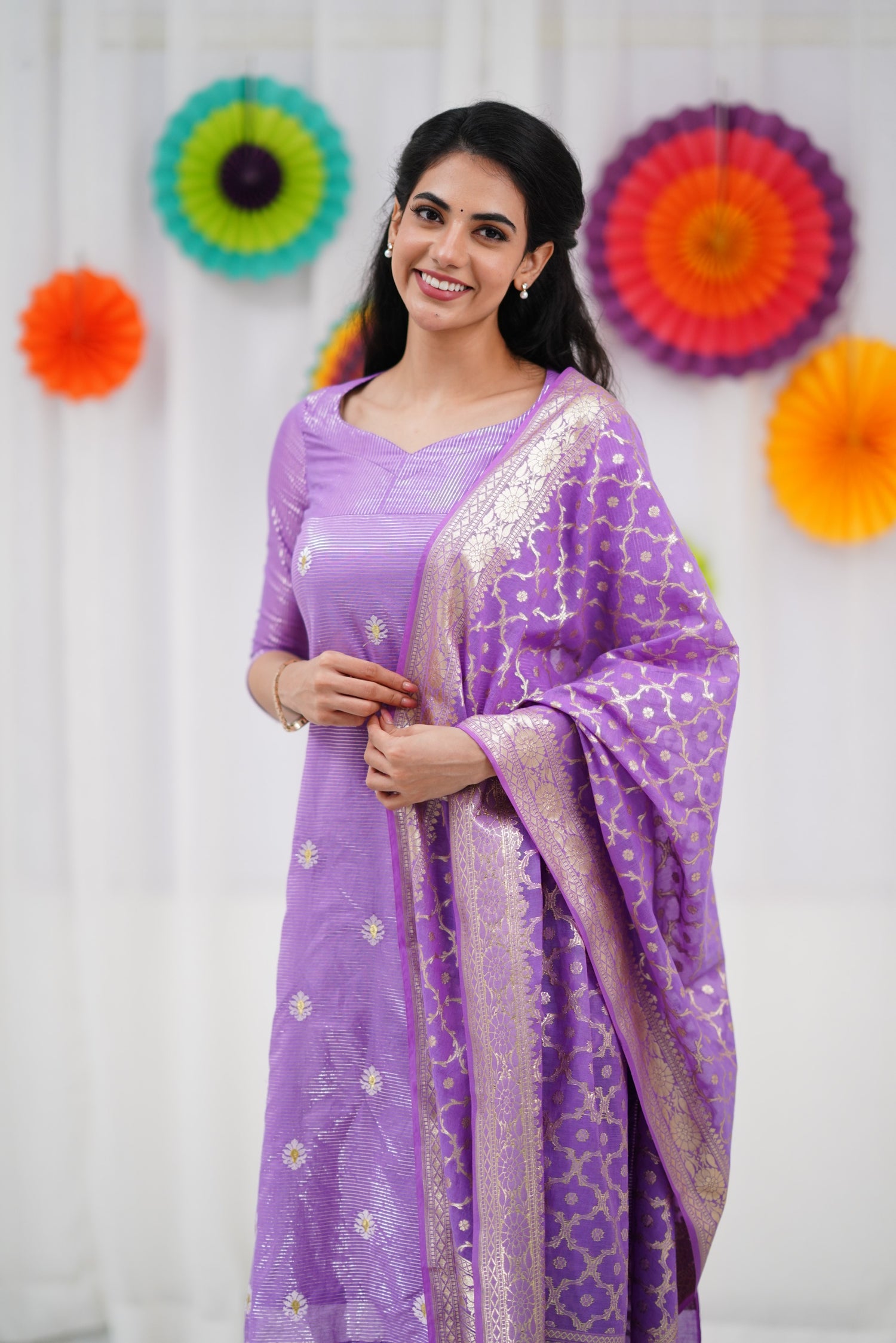 Bavana Banarasi Silk Cotton Salwar - Lavender