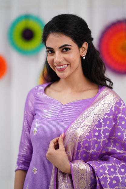 Bavana Banarasi Silk Cotton Salwar - Lavender