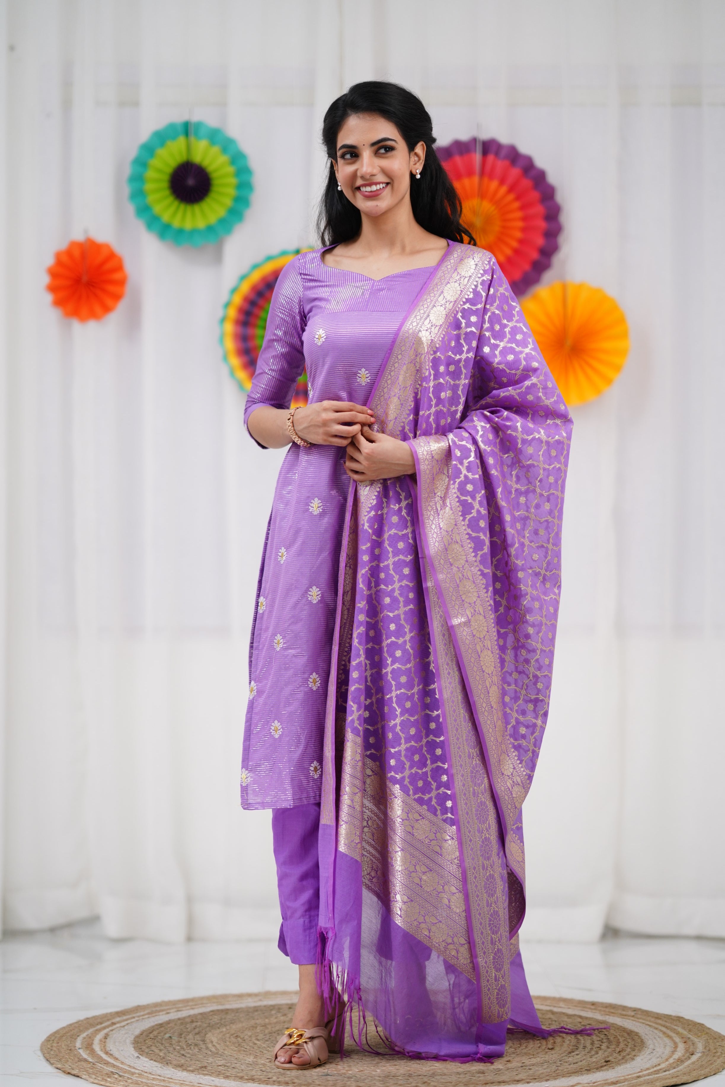 Bavana Banarasi Silk Cotton Salwar - Lavender