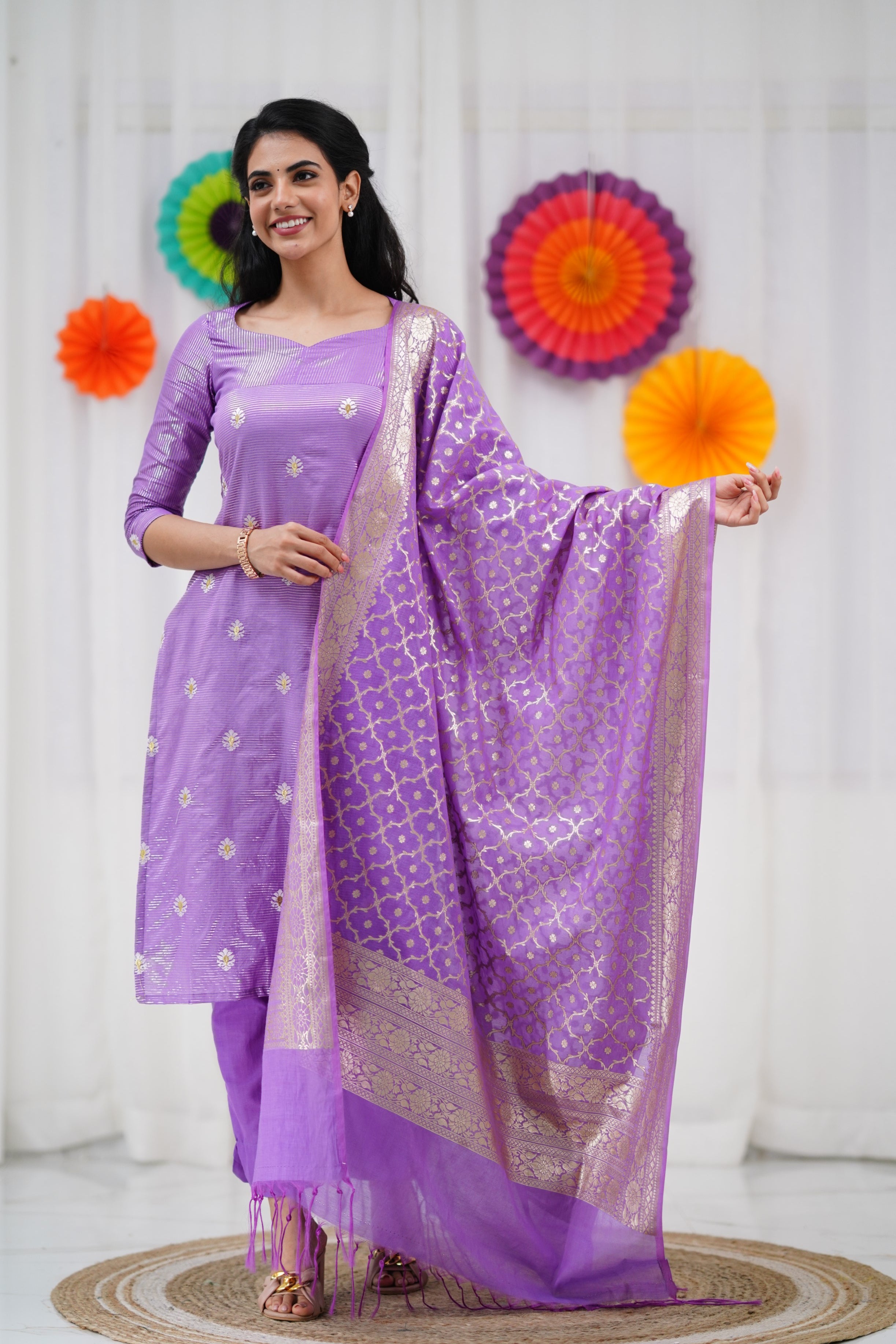 Bavana Banarasi Silk Cotton Salwar - Lavender