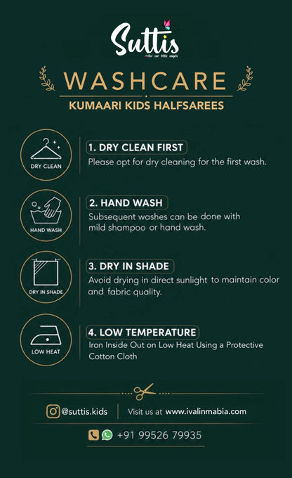 Kumaari Half Saree - Teal  blue and Bright pink