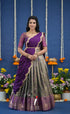 Amethyst Aari Handworked Bridal Lehenga - Olive green and Violet Half Sarees
