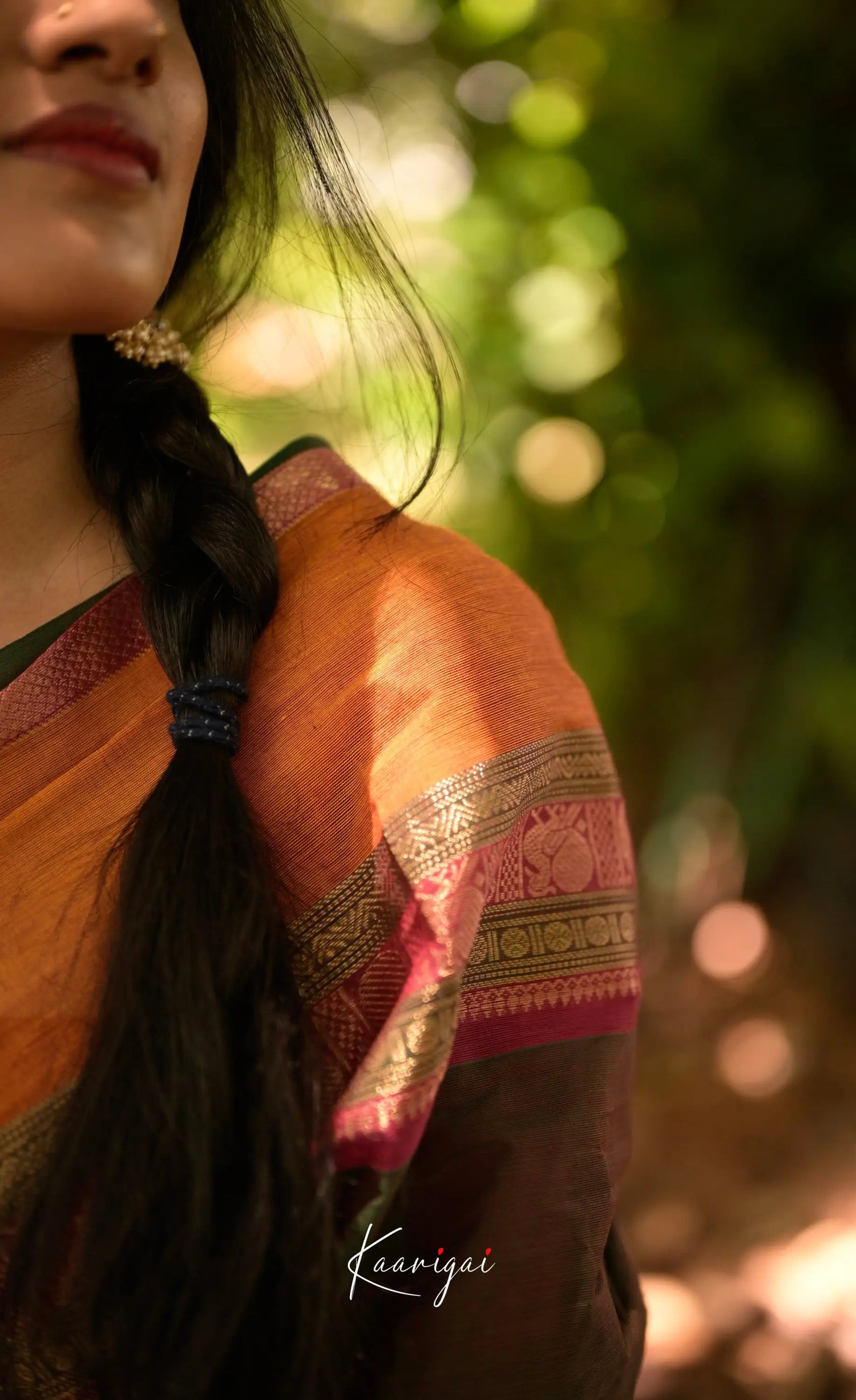 Annapakshi - Manthalir And Mustard Orange Kanchi Cotton Saree Sarees