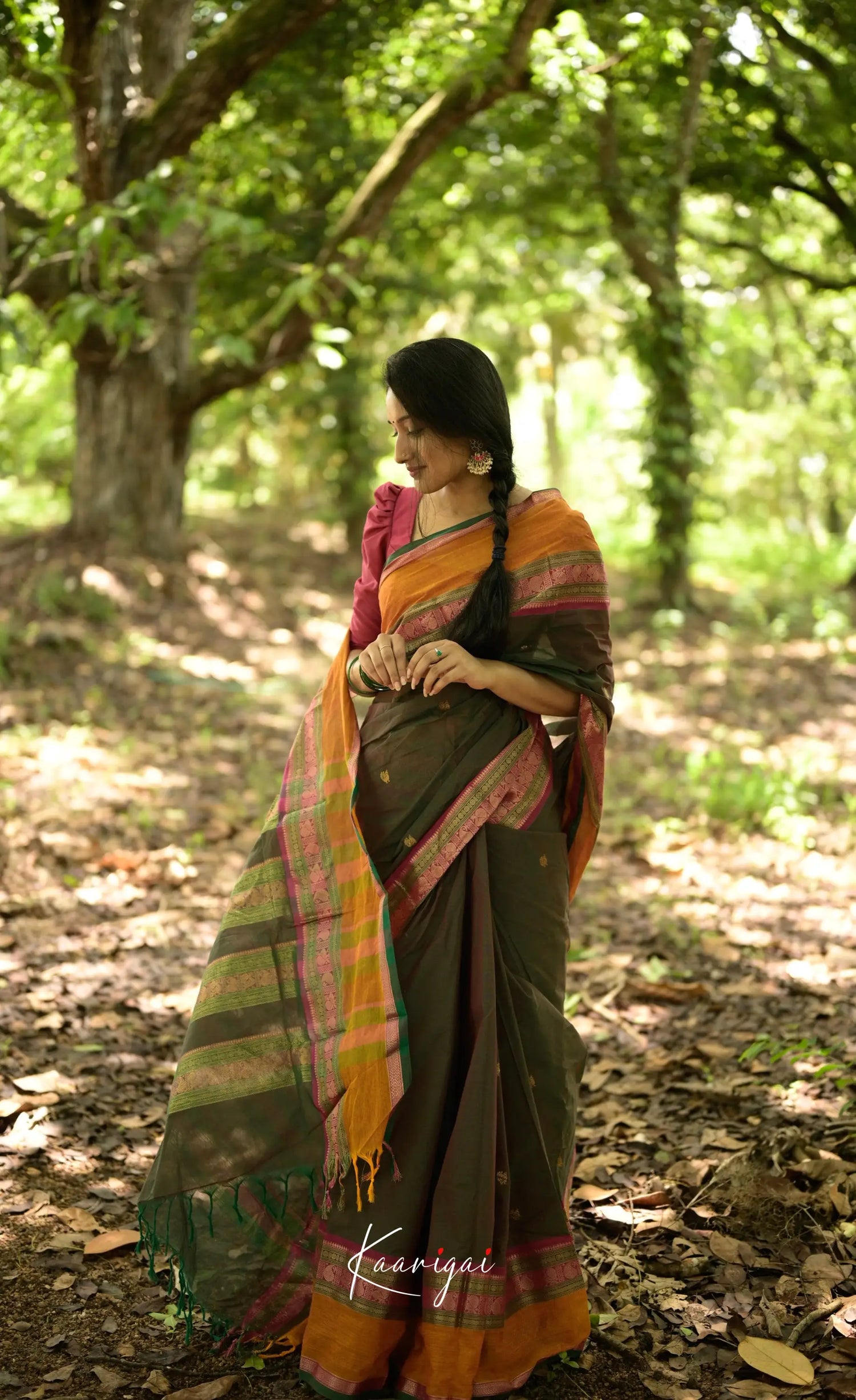 Annapakshi - Manthalir And Mustard Orange Kanchi Cotton Saree Sarees