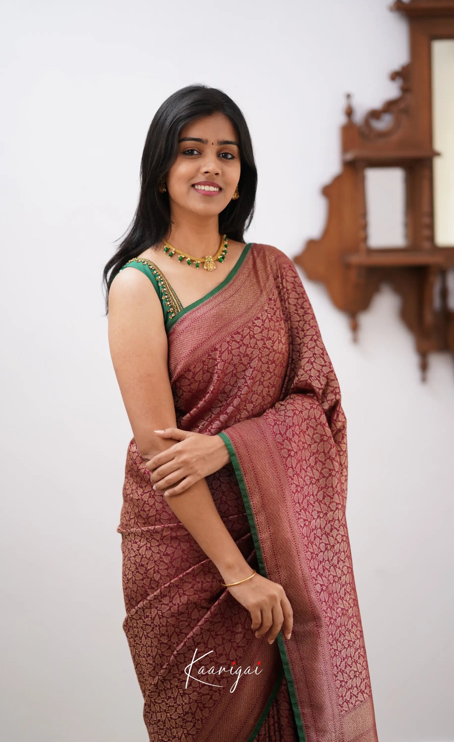 Antara- Burgundy Banarasi Silk Saree Sarees