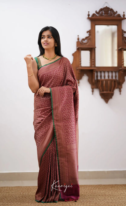 Antara- Burgundy Banarasi Silk Saree Sarees