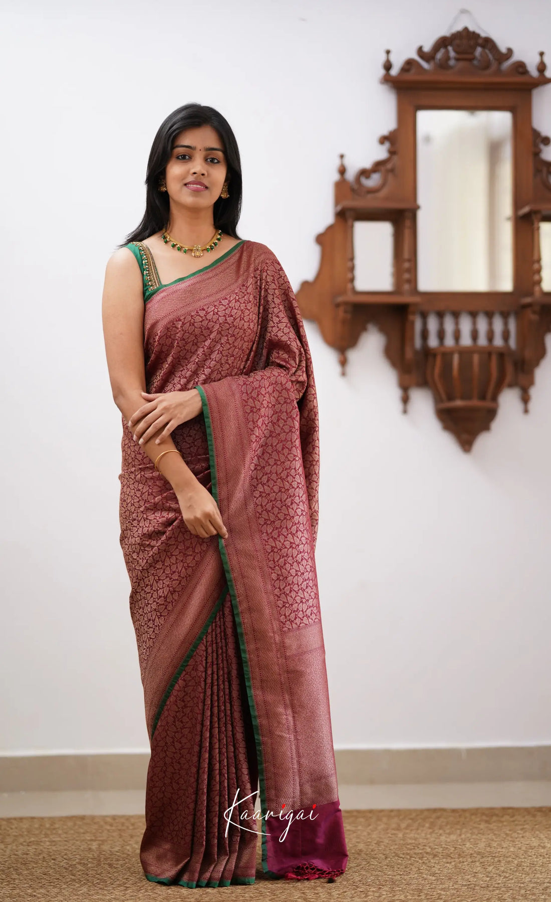 Antara- Burgundy Banarasi Silk Saree Sarees