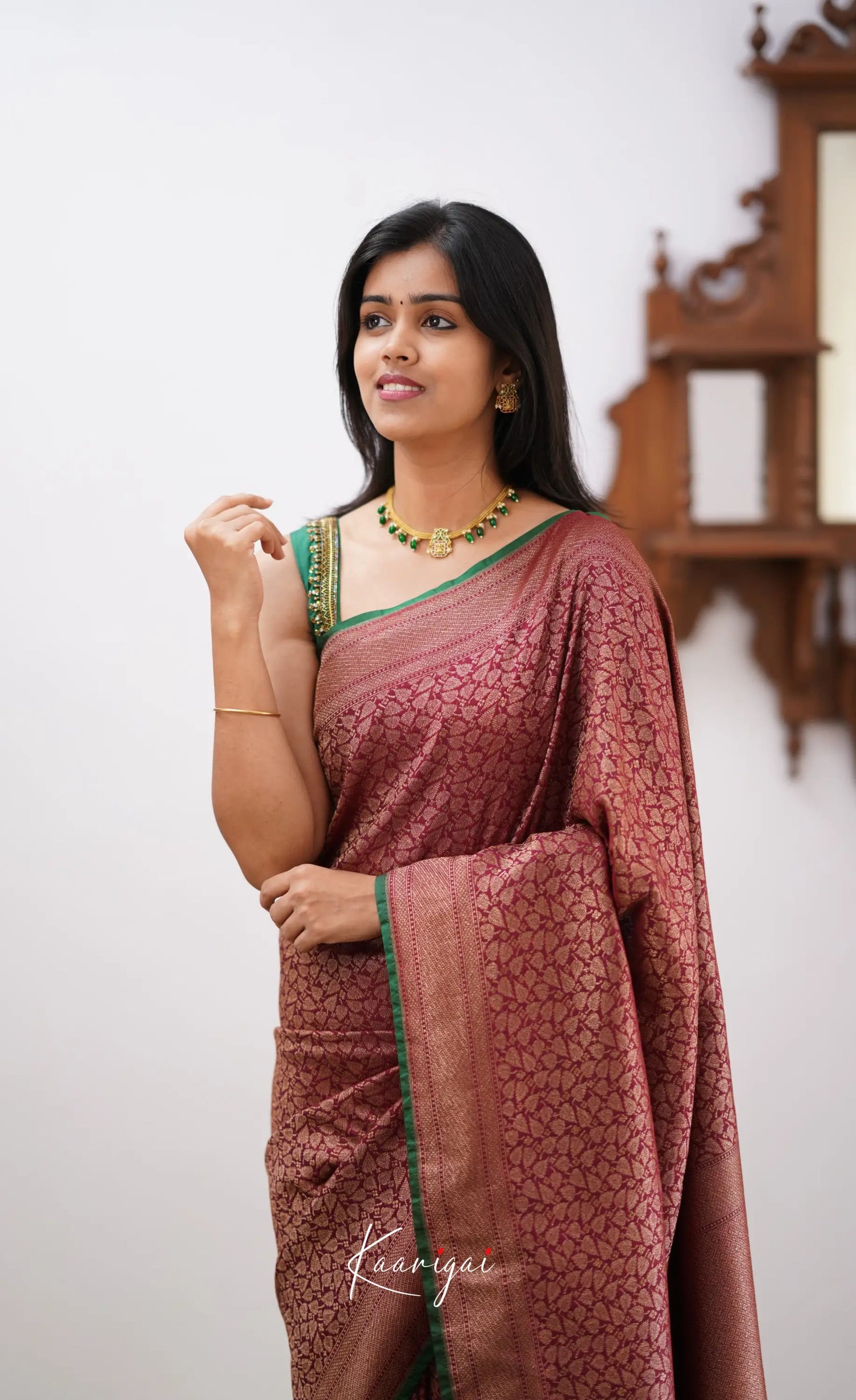 Antara- Burgundy Banarasi Silk Saree Sarees