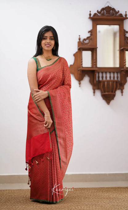 Antara- Red Banarasi Silk Saree Sarees