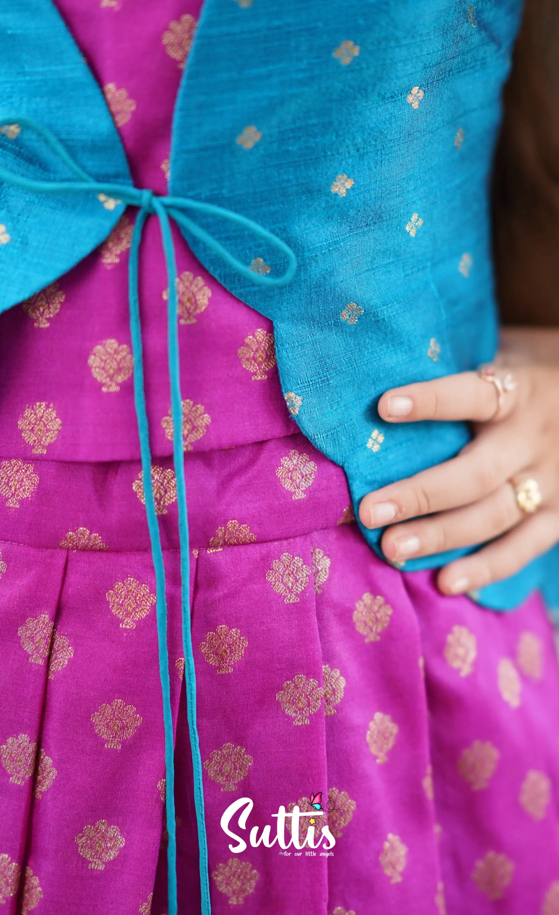 Antara - Violet Tone And Bright Blue Shade Pavadai Sattai Kids-Suttis