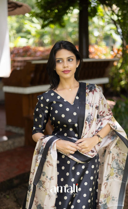 Athira Salwar - Black and Off white salwar