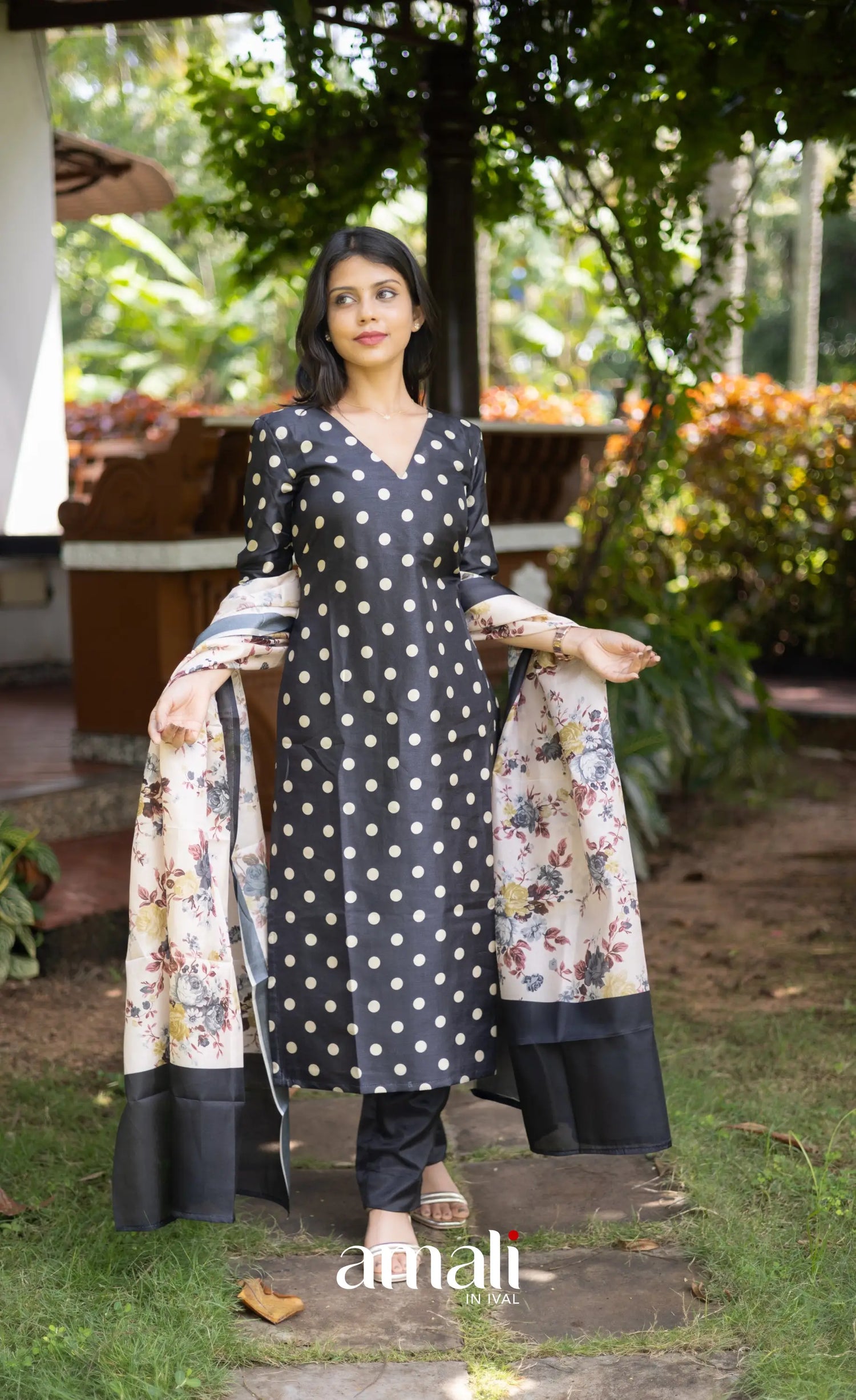 Athira Salwar - Black and Off white salwar