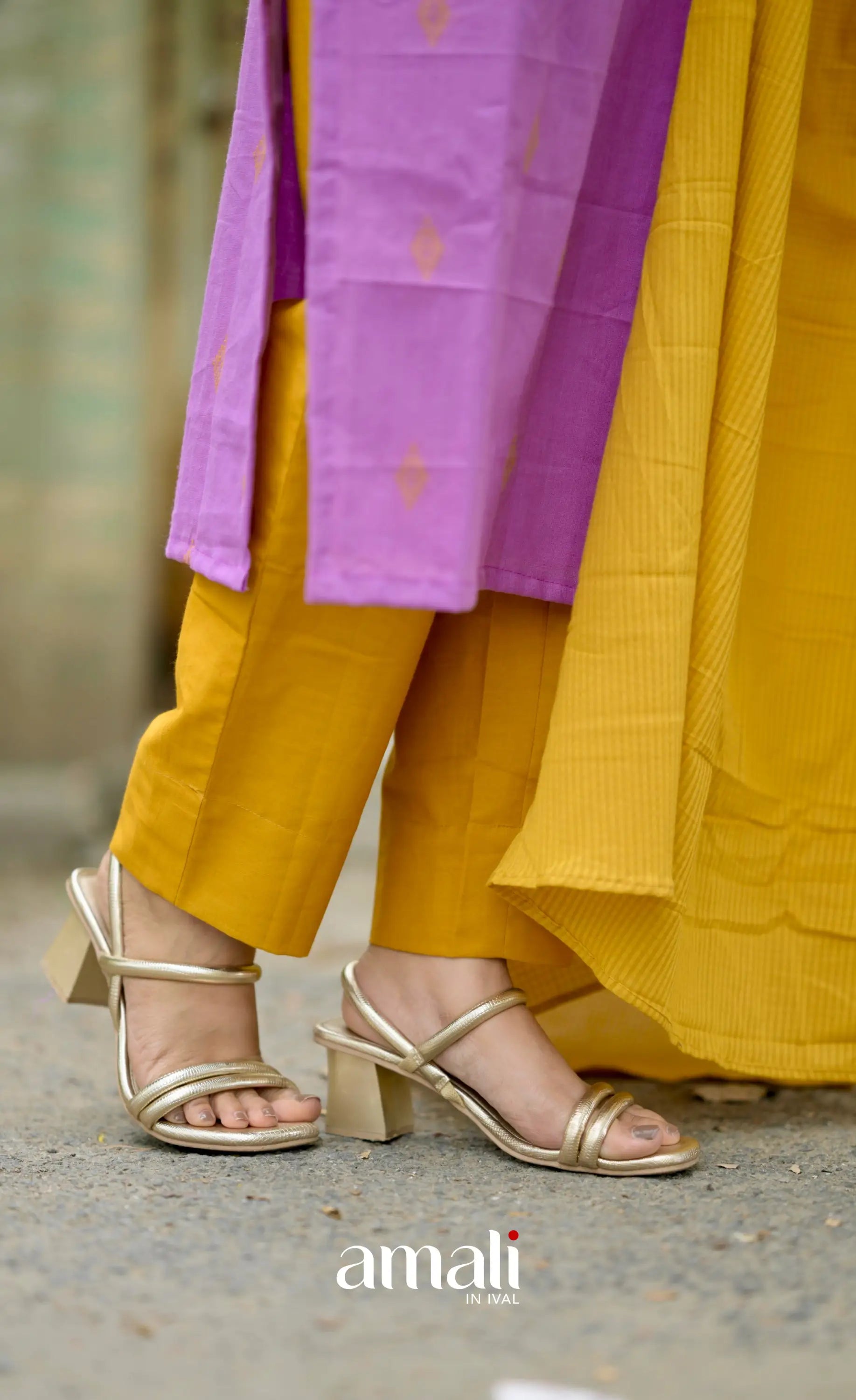 Athira Salwar - Lavender and Mustard salwar