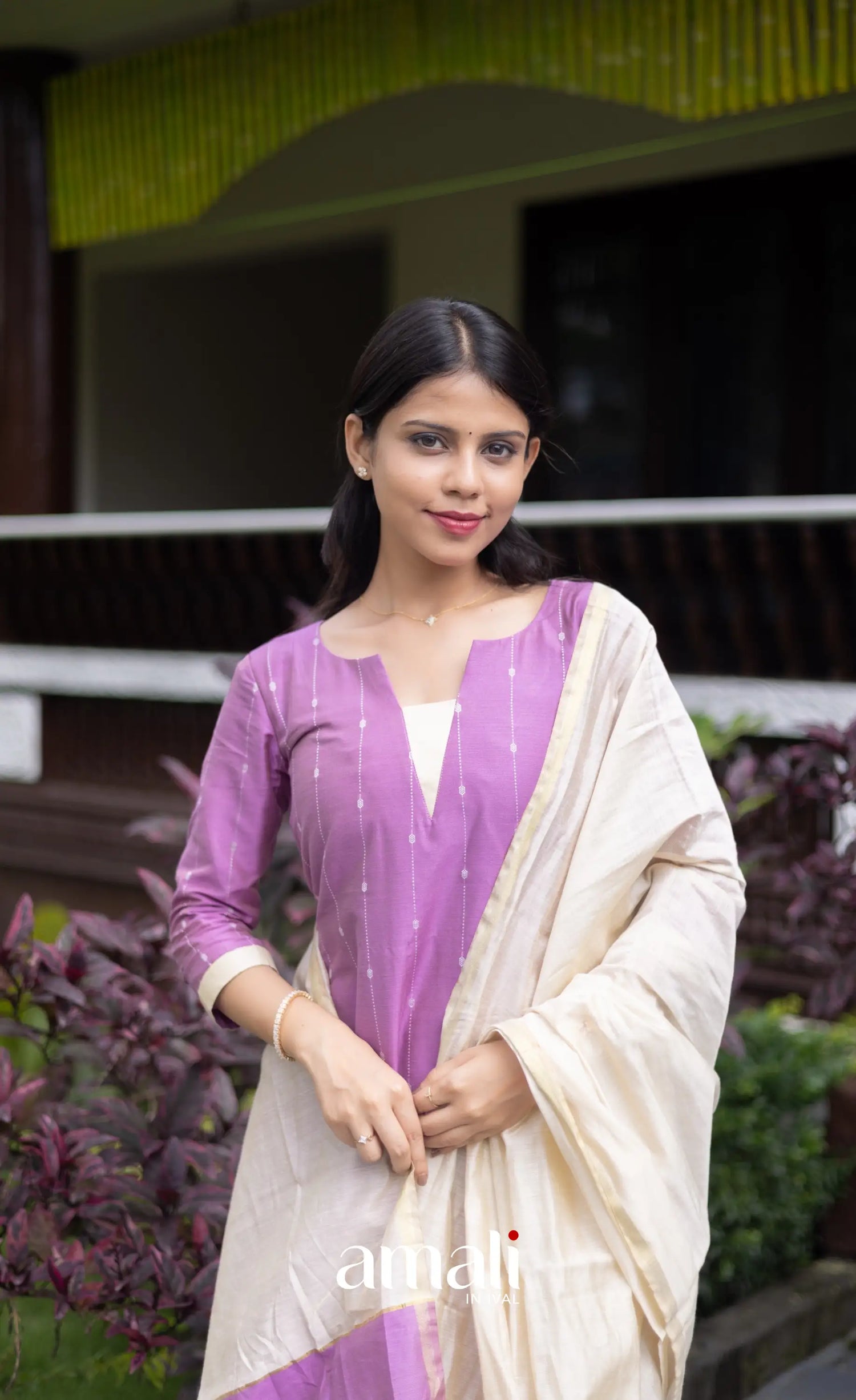 Athira Salwar - Lavender and Off white salwar