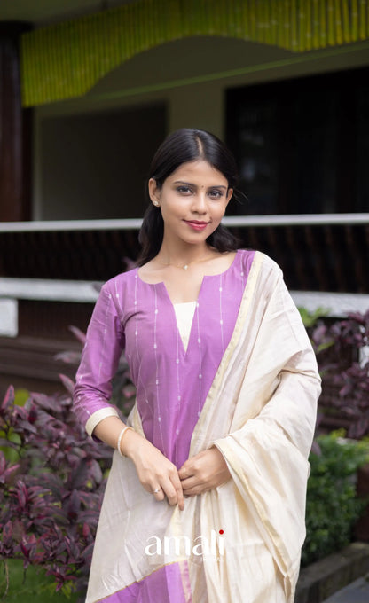 Athira Salwar - Lavender and Off white salwar
