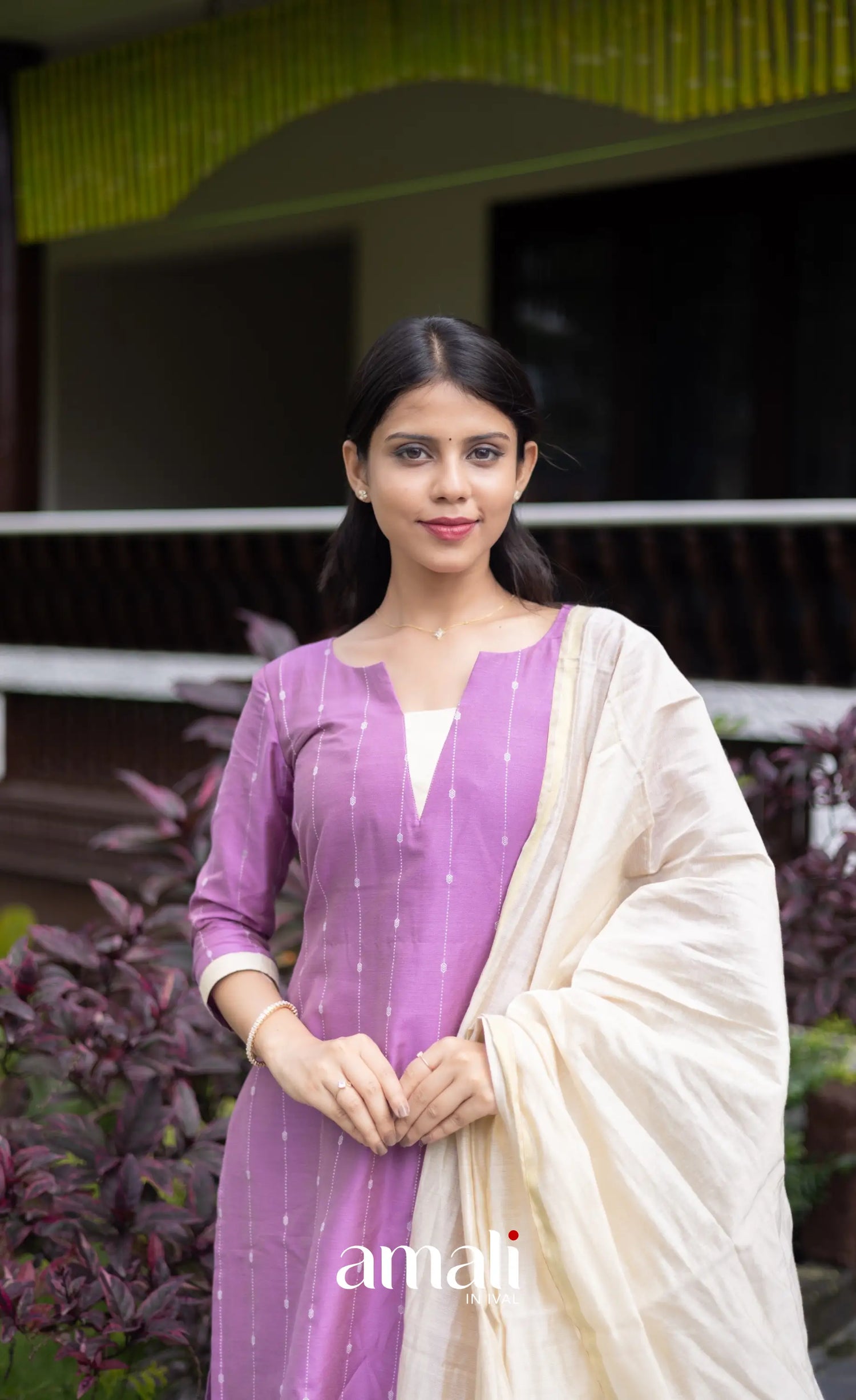 Athira Salwar - Lavender and Off white salwar