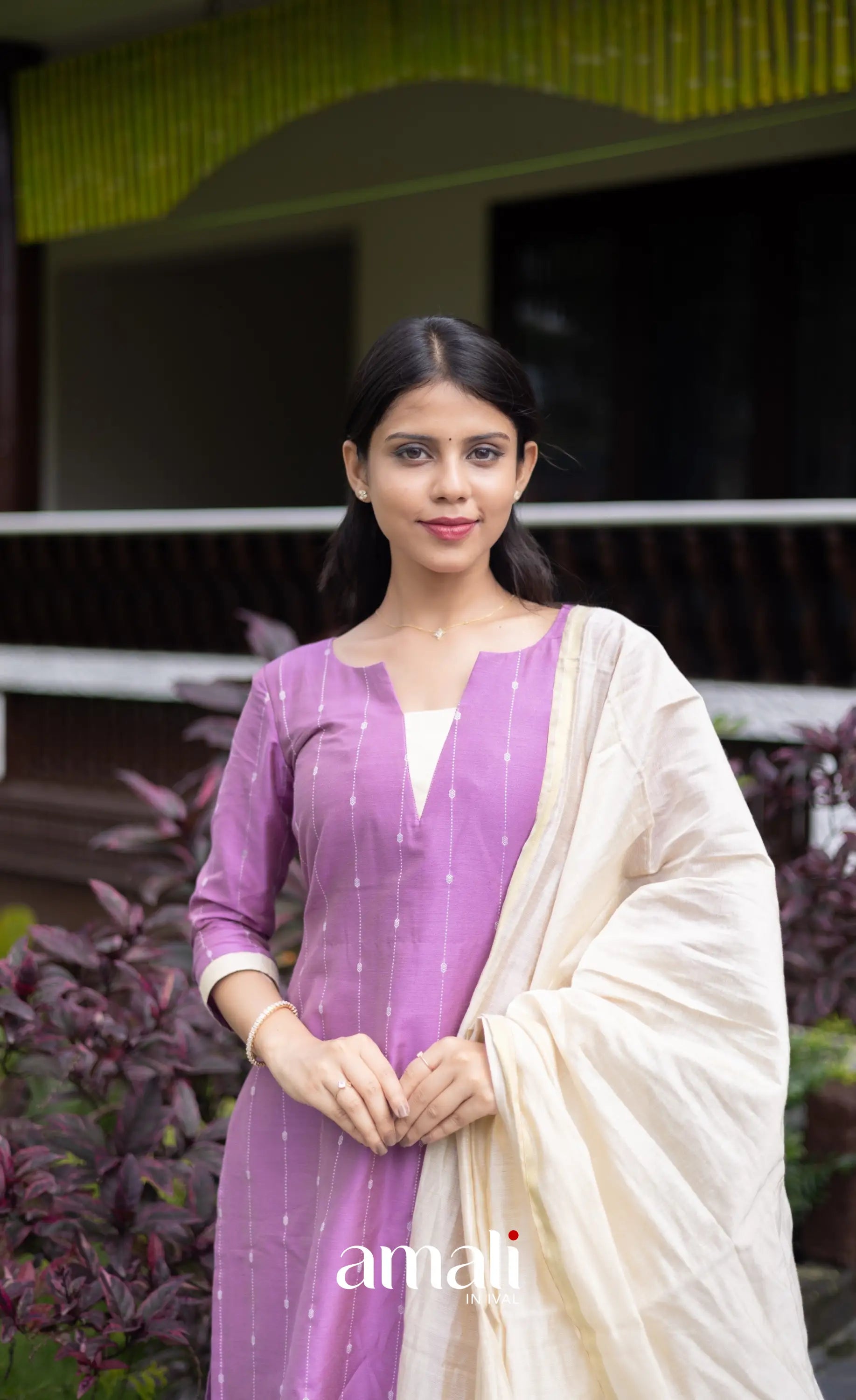 Athira Salwar - Lavender and Off white salwar