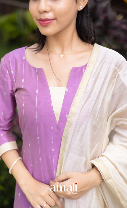 Athira Salwar - Lavender and Off white salwar