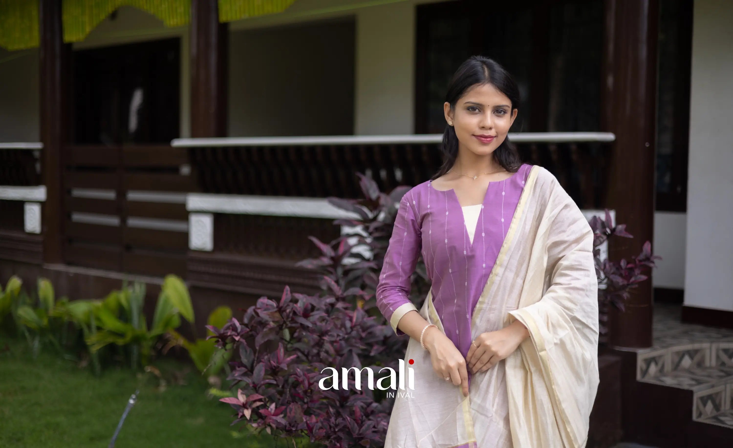 Athira Salwar - Lavender and Off white salwar