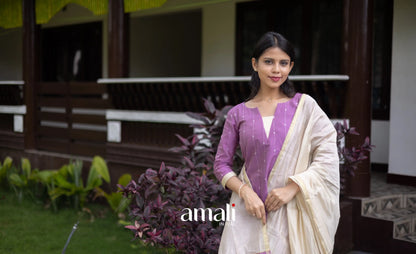 Athira Salwar - Lavender and Off white salwar