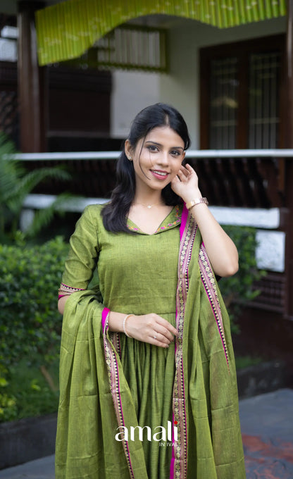 Athira Salwar - Leaf Green salwar