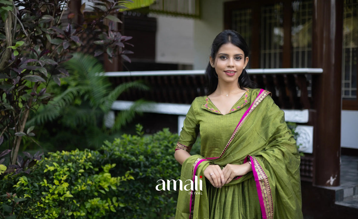 Athira Salwar - Leaf Green salwar
