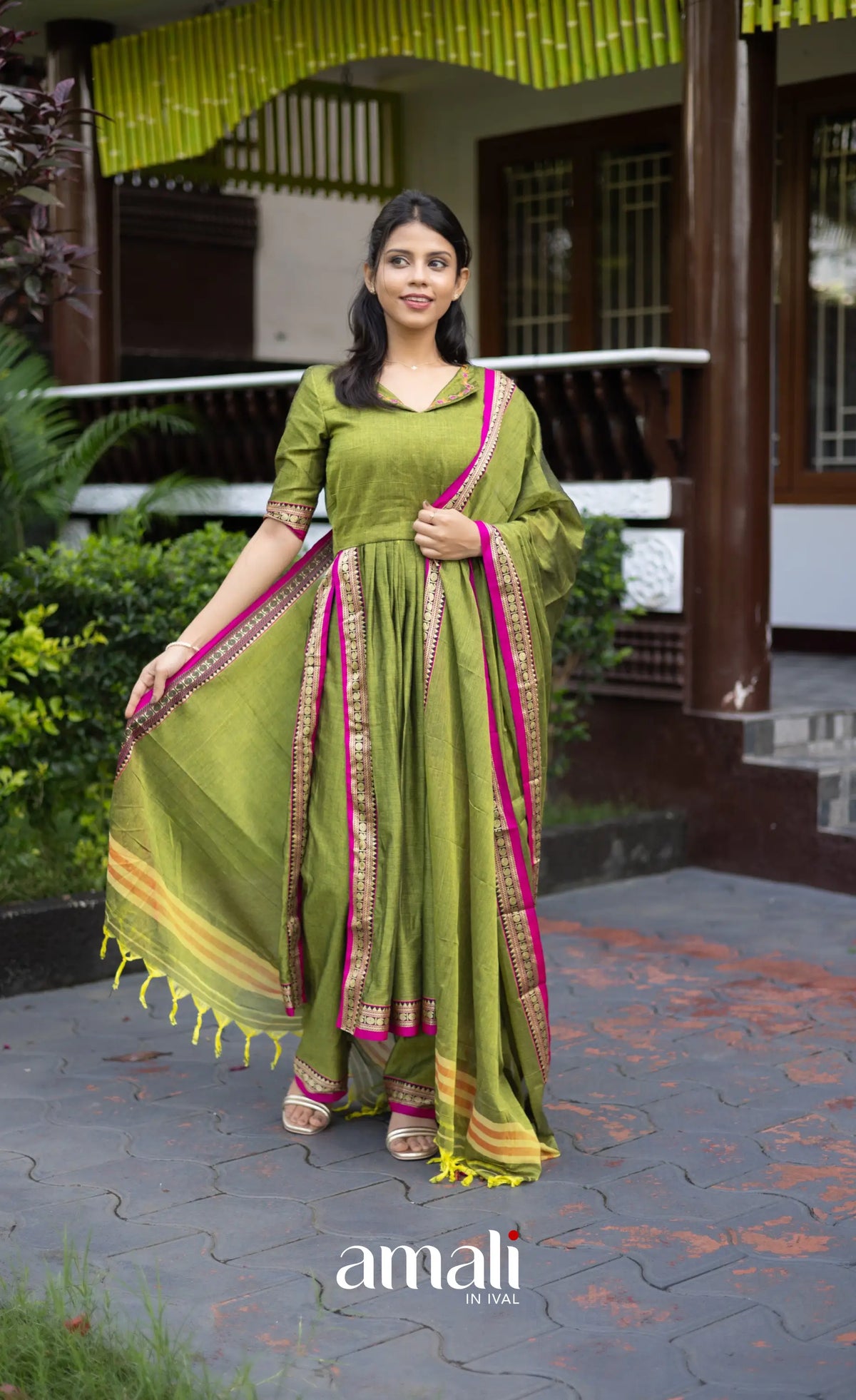 Athira Salwar - Leaf Green salwar