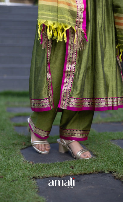 Athira Salwar - Leaf Green salwar