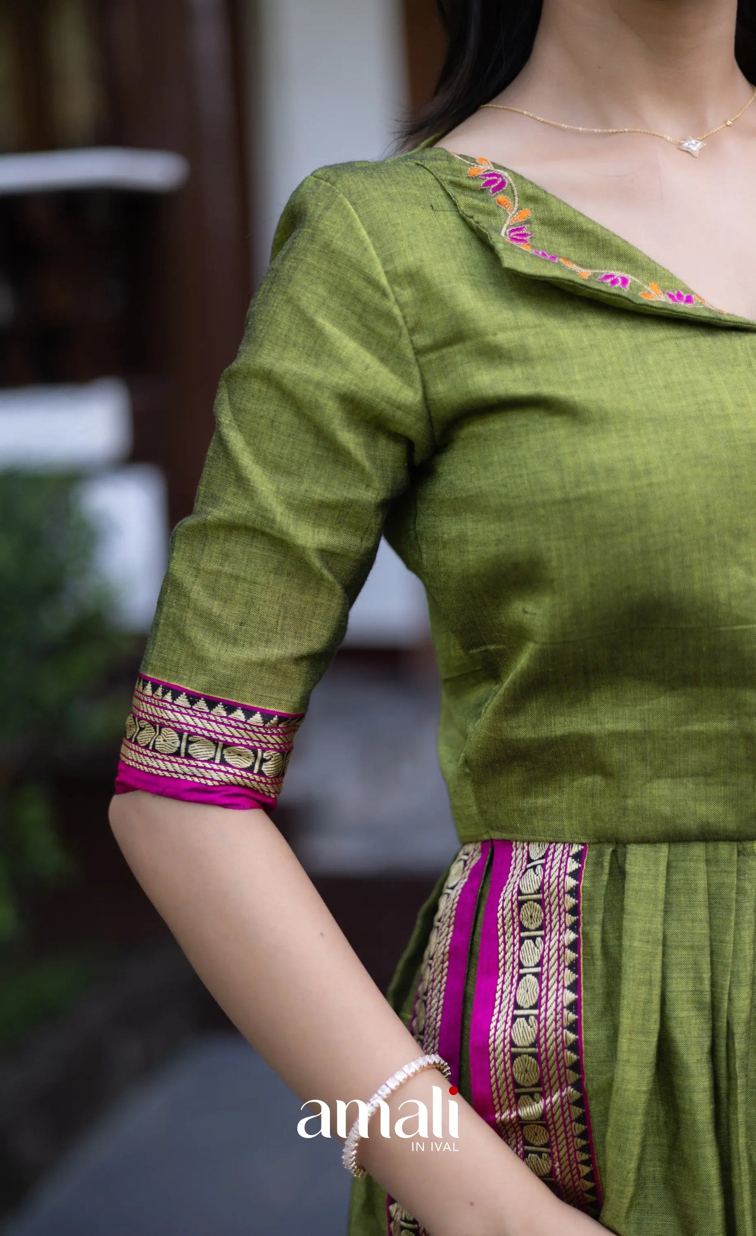 Athira Salwar - Leaf Green salwar