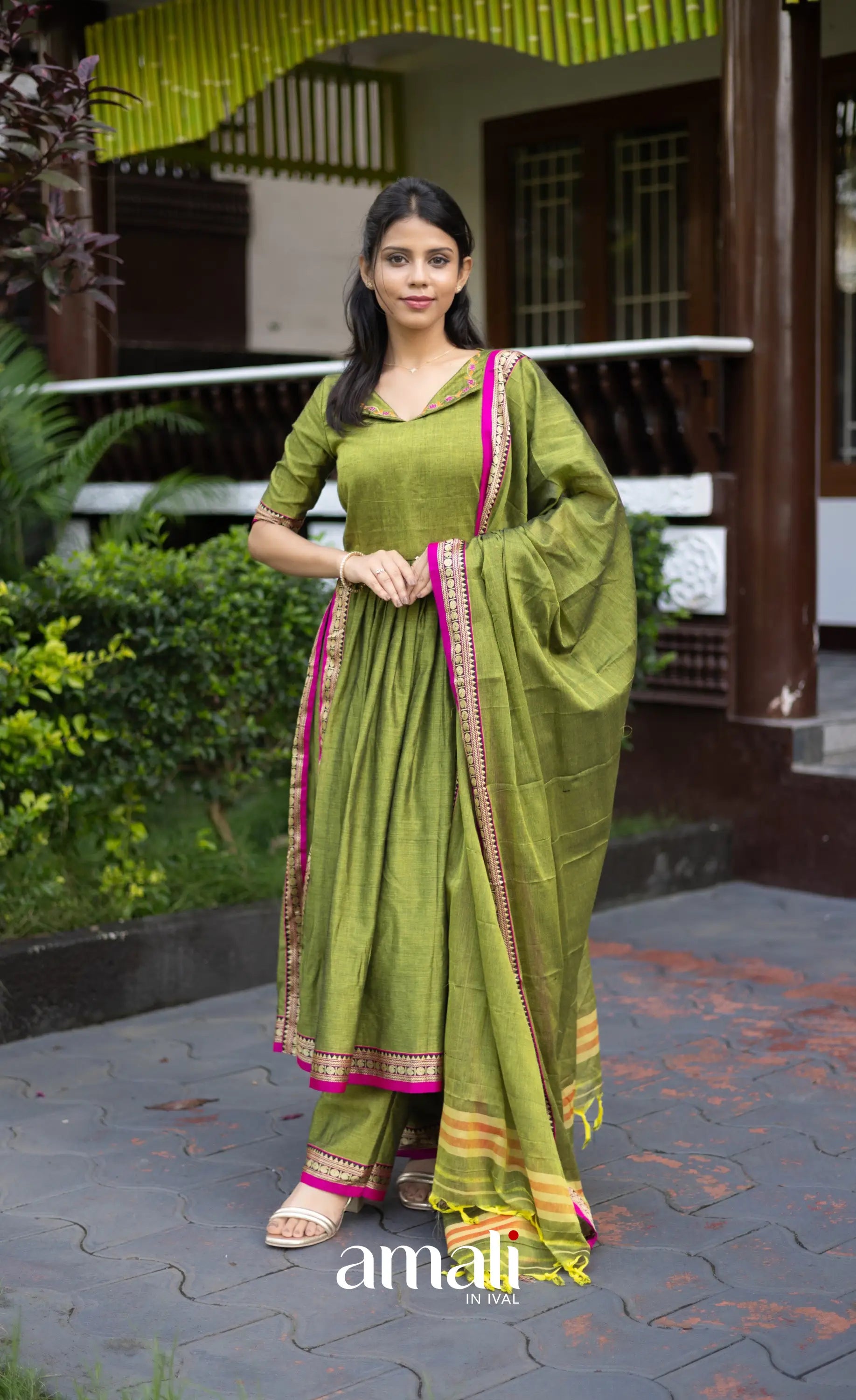 Athira Salwar - Leaf Green salwar
