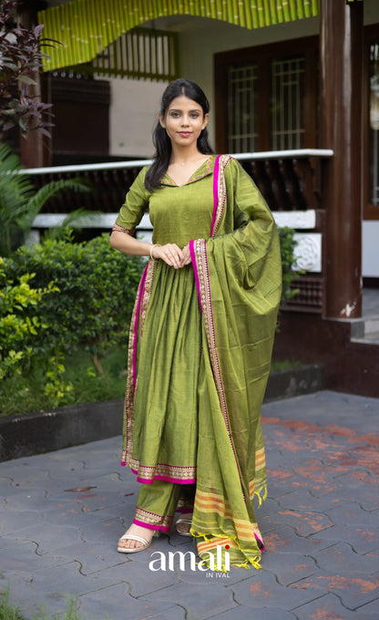 Athira Salwar - Leaf Green salwar