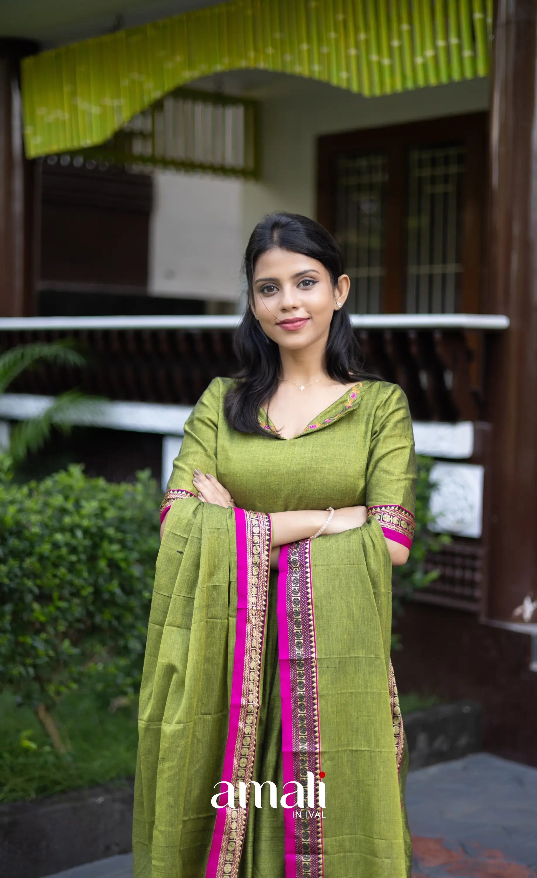 Athira Salwar - Leaf Green salwar