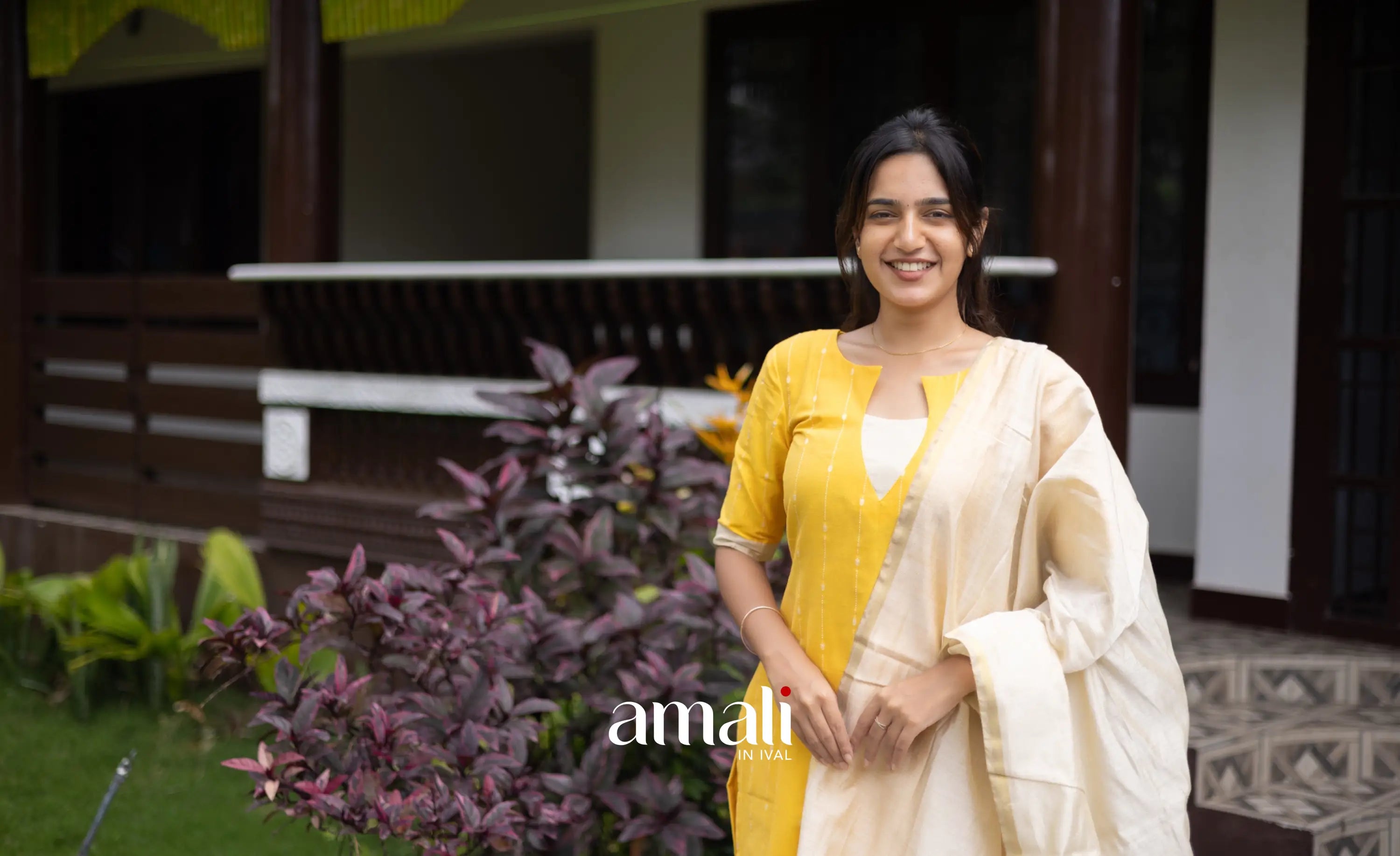 Athira Salwar - Off white and Yellow salwar