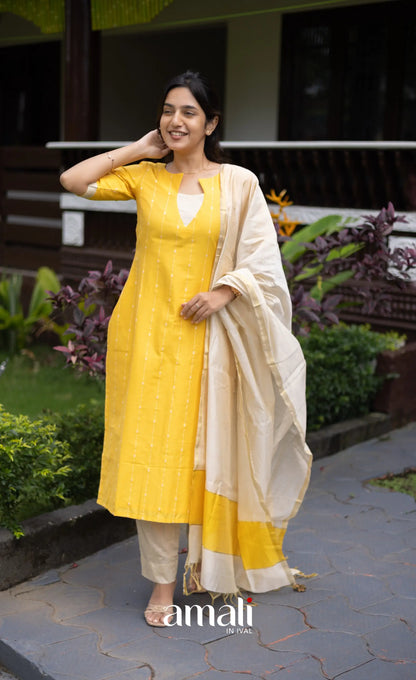 Athira Salwar - Off white and Yellow salwar