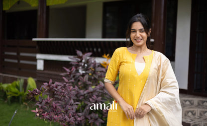 Athira Salwar - Off white and Yellow salwar