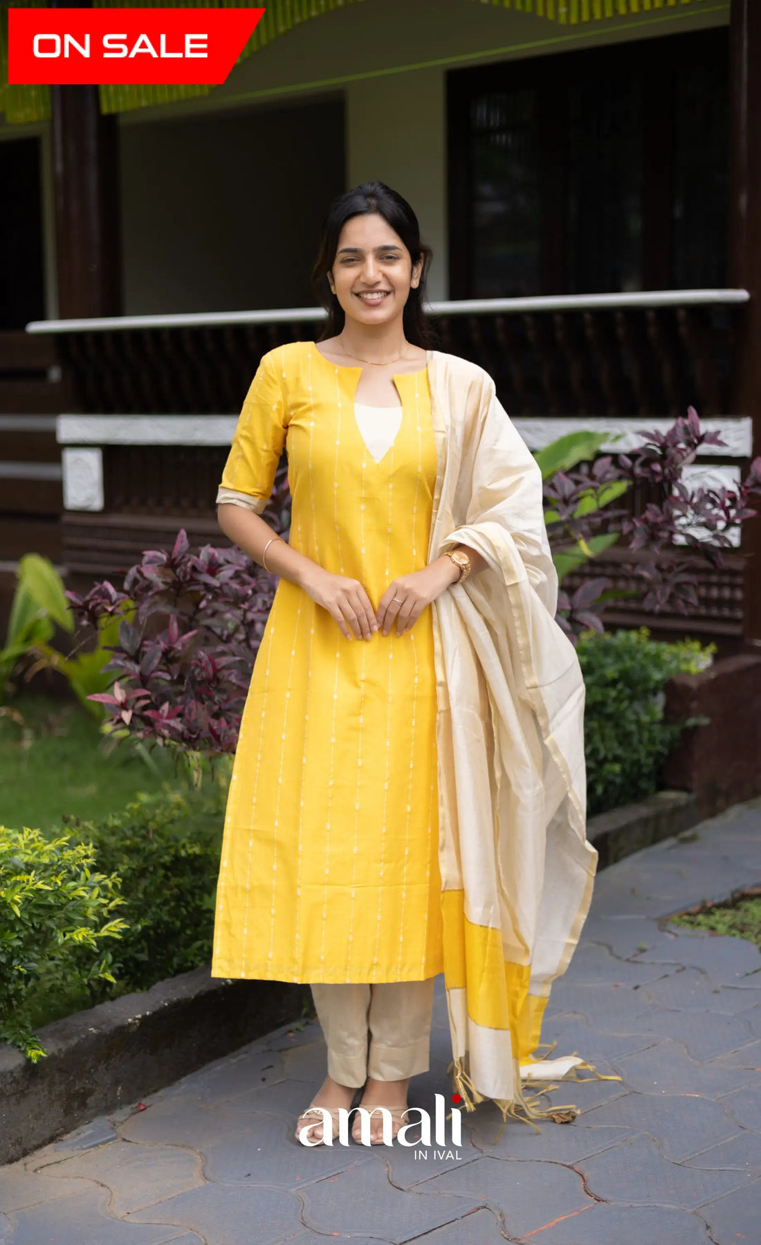 Athira Salwar - Off white and Yellow salwar
