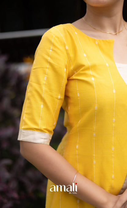 Athira Salwar - Off white and Yellow salwar