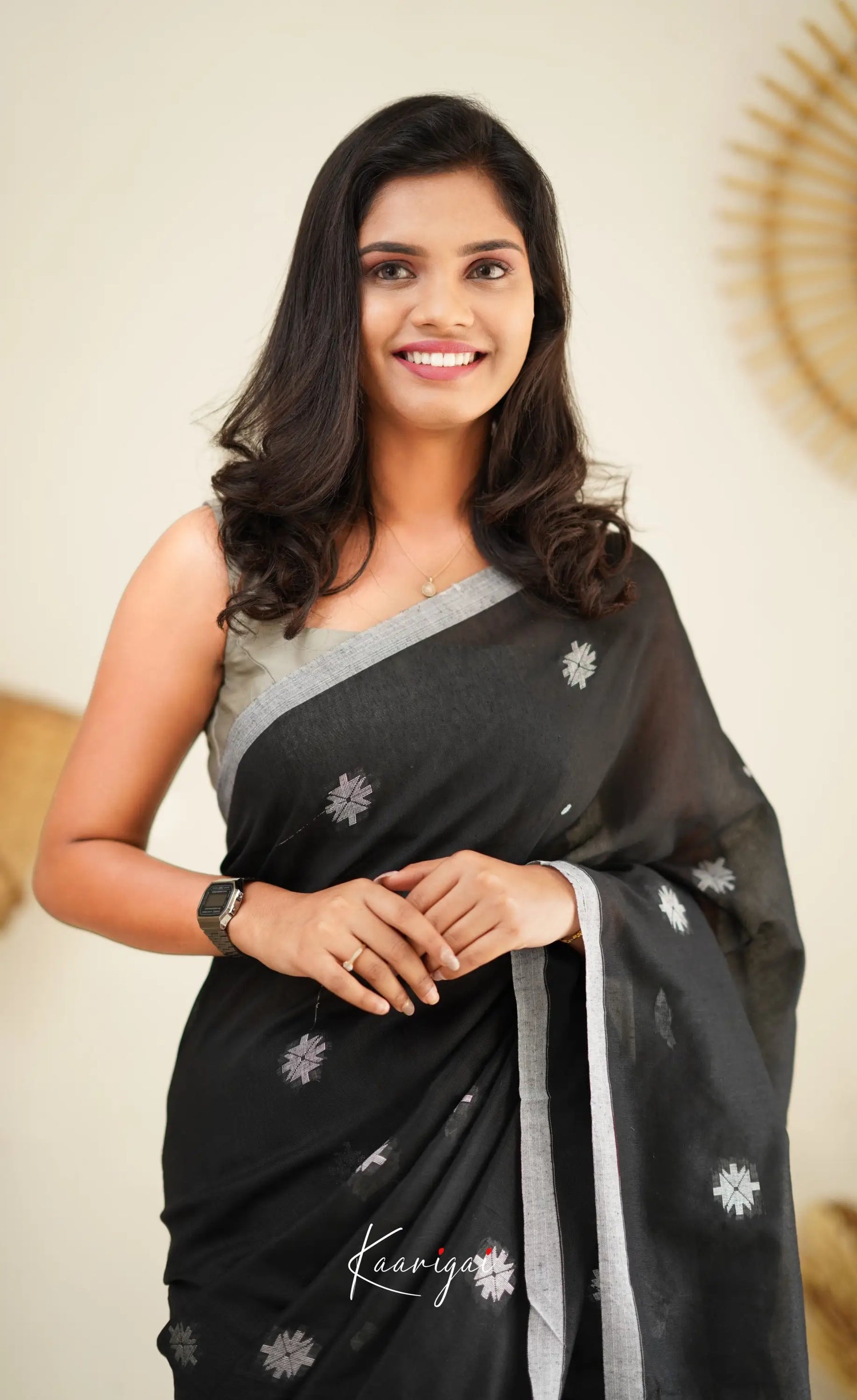 Azhagi - Black Cotton Saree Sarees