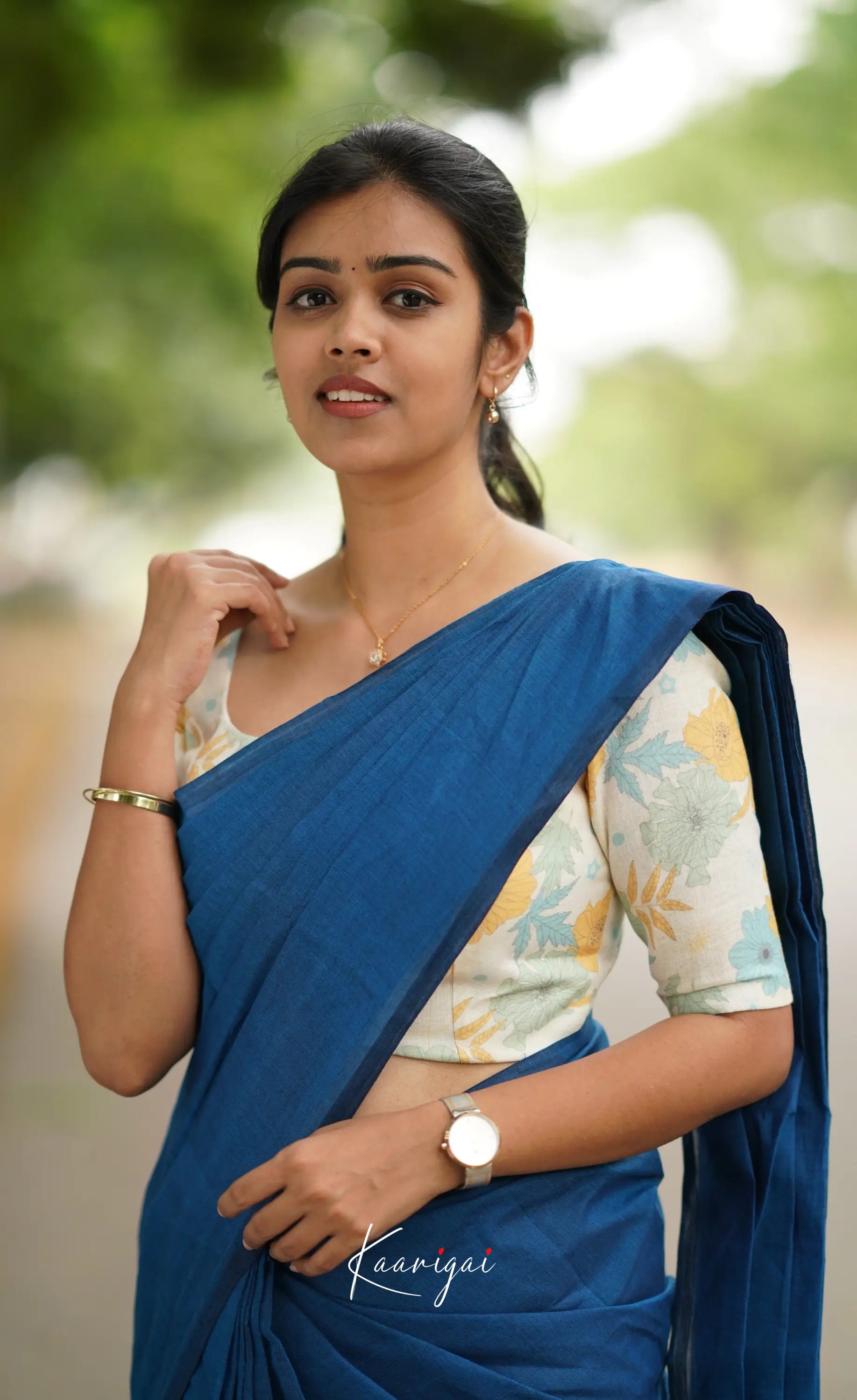 Azhagi - Blue Cotton Saree Sarees