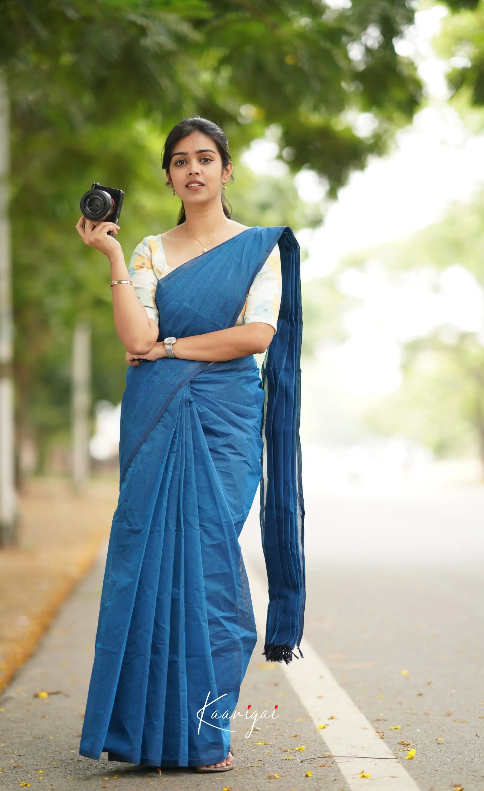 Azhagi - Blue Cotton Saree Sarees