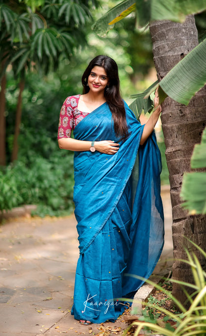 Azhagi- Blue Cotton Saree Sarees