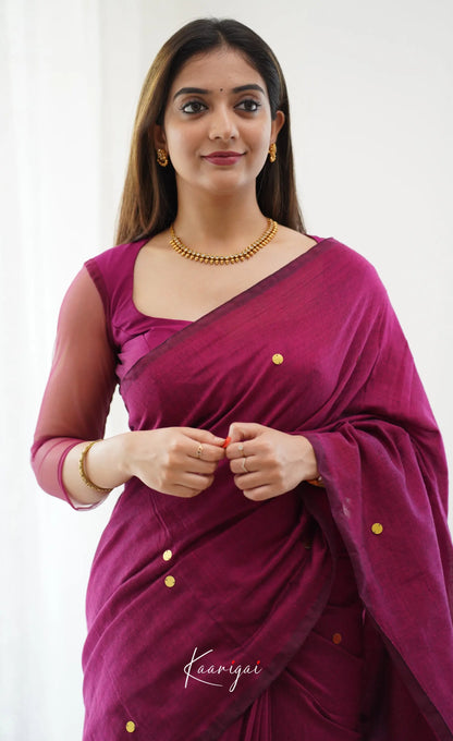 Azhagi- Burgundy Handloom Cotton Halfsaree Sarees