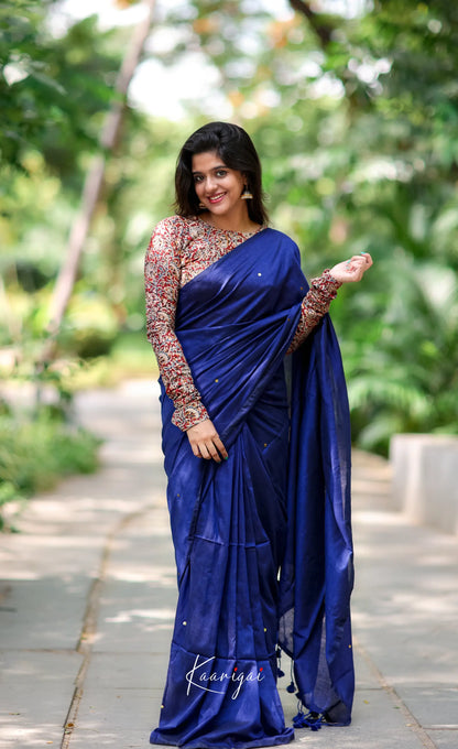 Azhagi- Dark Blue Cotton Saree Sarees